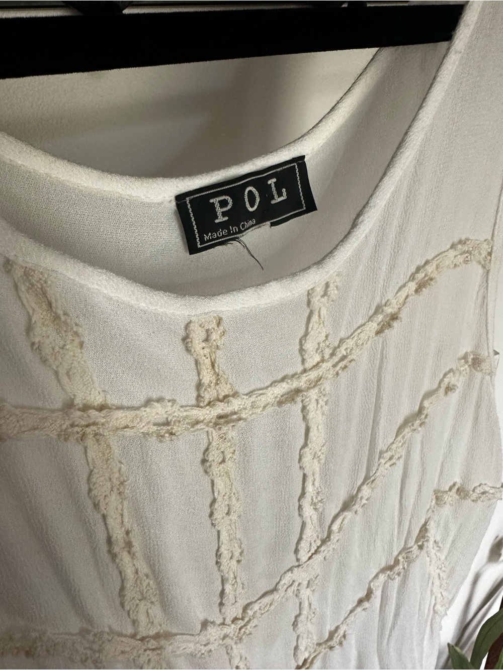 POL White Tank Top with Cream Braided Trim - Picture 2 of 9